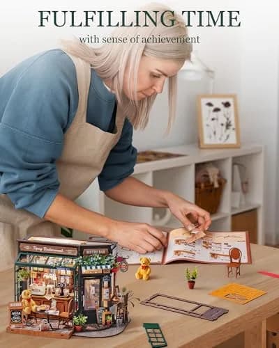 Rolife Miniature Coffee Bar Dollhouse Kit 297pcs 1:18 Scale Creative Gift for Adults thumbnail 7