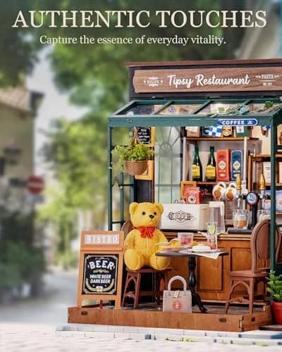 Rolife Miniature Coffee Bar Dollhouse Kit 297pcs 1:18 Scale Creative Gift for Adults thumbnail 3