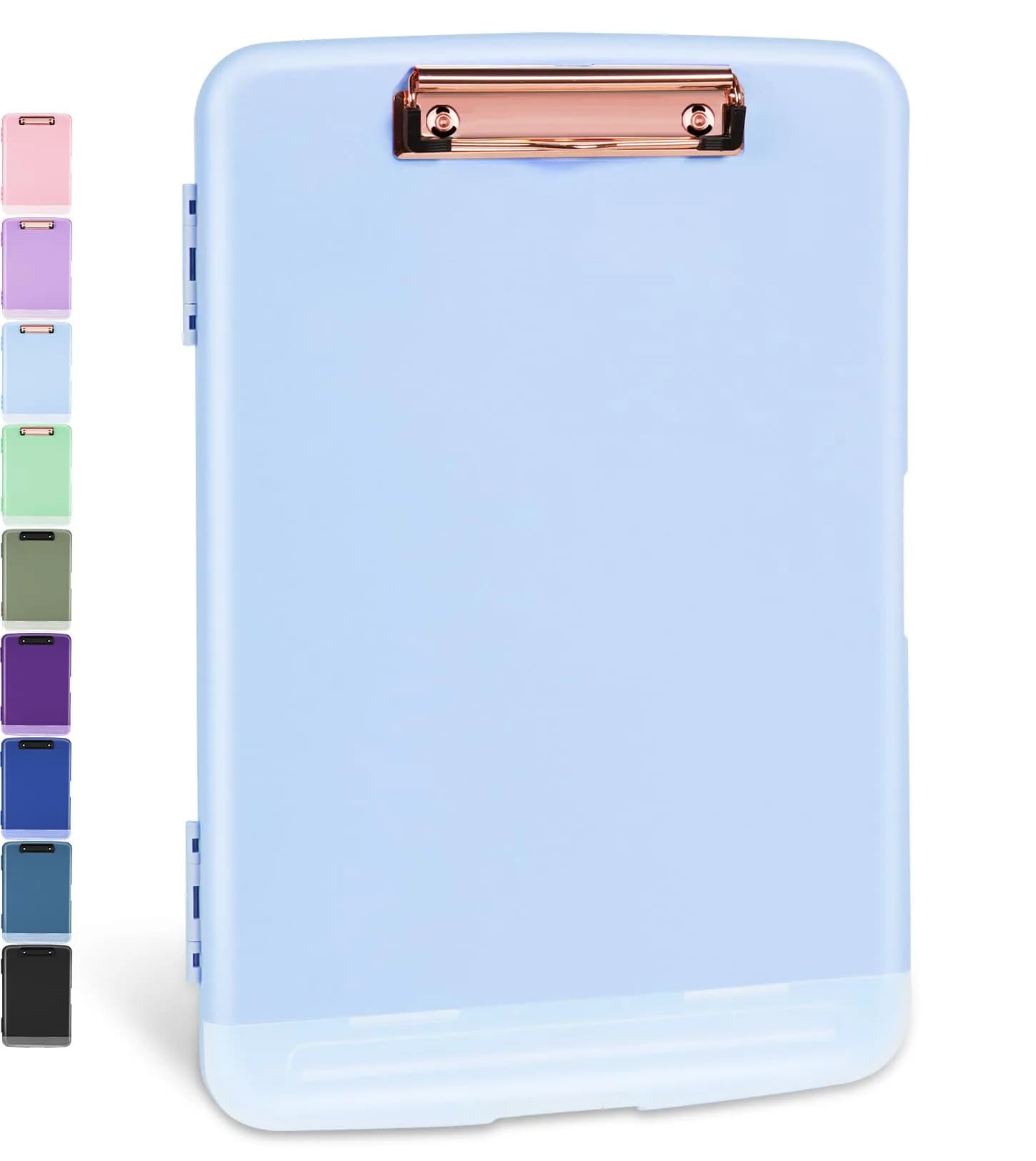 Sooez Storage Clipboard Baby Blue With Rose Gold Clip 36.8 cm (14.5 in) | High Capacity Paper Organizer — Baby Blue With Rose Gold Clip