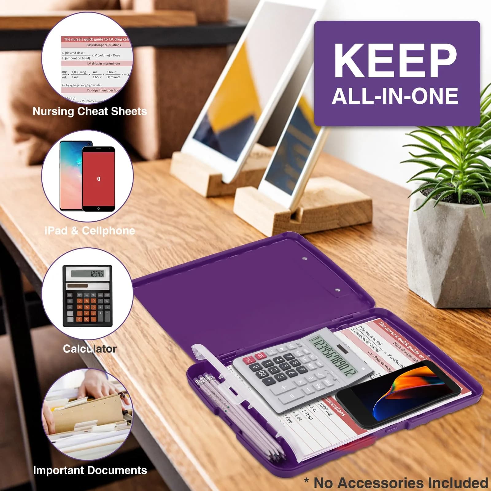 Sooez Storage Clipboard with Pen Holder, Dark Purple, 8.5x11 Inch | High Capacity for Students & Professionals thumbnail 5