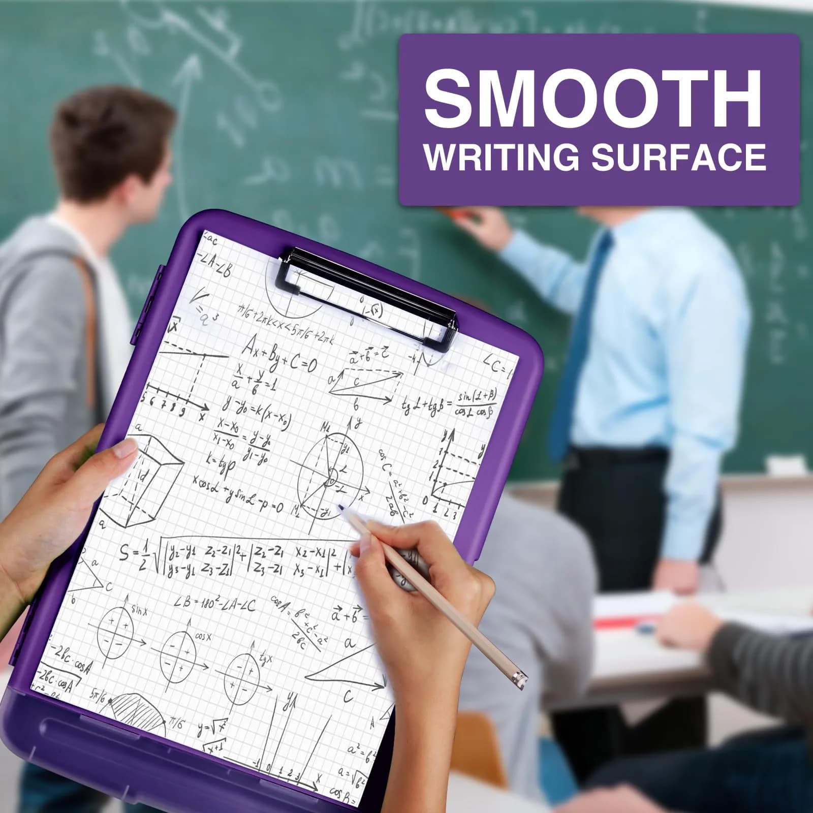 Sooez Storage Clipboard with Pen Holder, Dark Purple, 8.5x11 Inch | High Capacity for Students & Professionals thumbnail 6