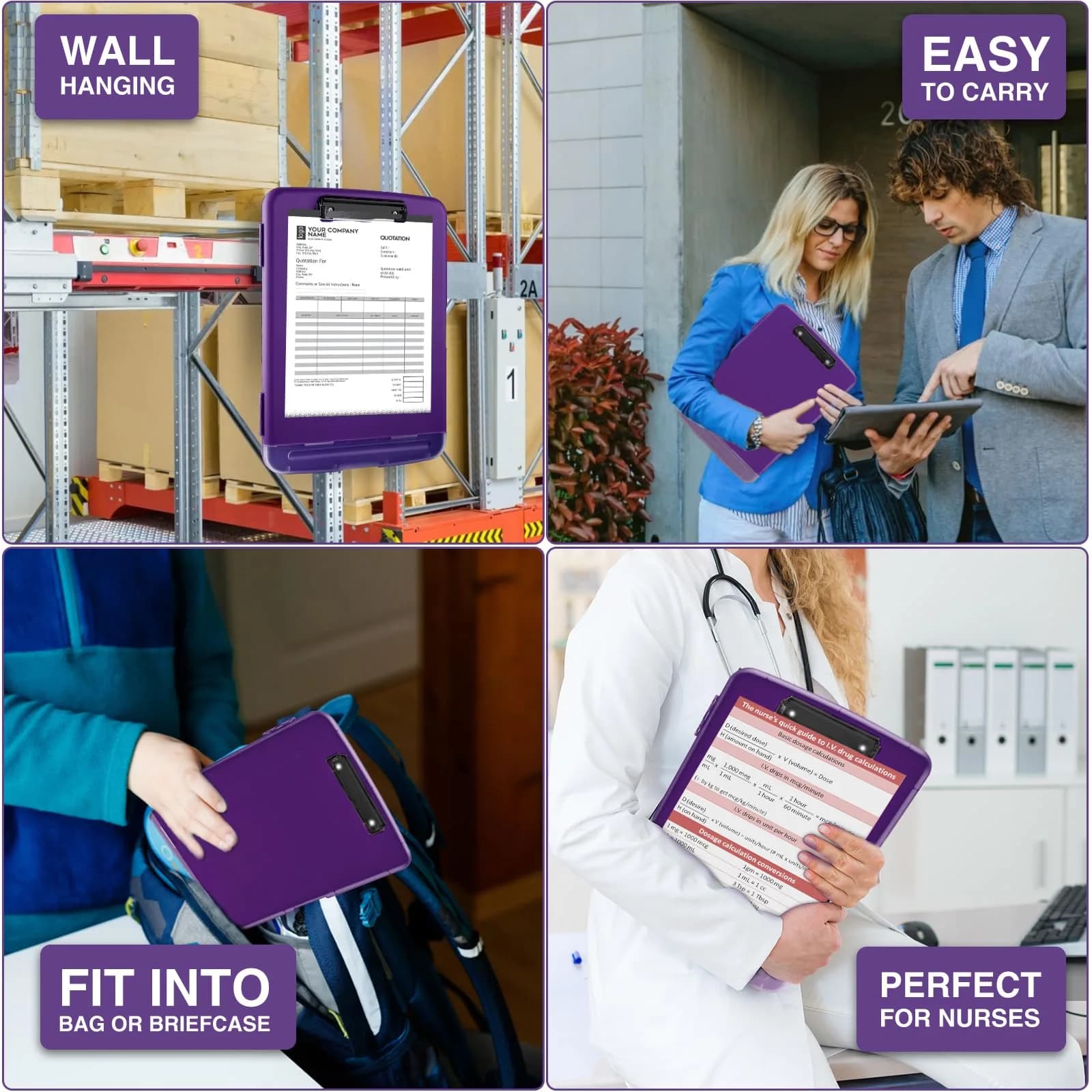 Sooez Storage Clipboard with Pen Holder, Dark Purple, 8.5x11 Inch | High Capacity for Students & Professionals thumbnail 7