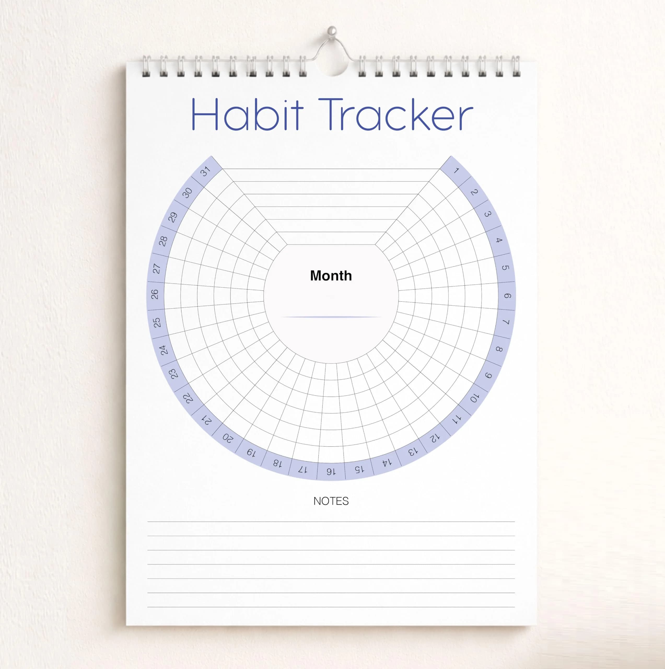 Clever Signs Habit Tracker Calendar (Undated 12 Month) with Silver Spiral Bound | Goal & Productivity Planner for Indian Users - main product image