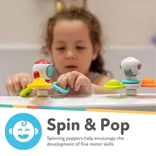 Nuby Suction Spinner Toys with Spinning Poppers – 3 Pack Baby Fidget Toys for High Chair & Bath, Space Theme, 12m+ | Bright Colors & Safe Materials thumbnail 2