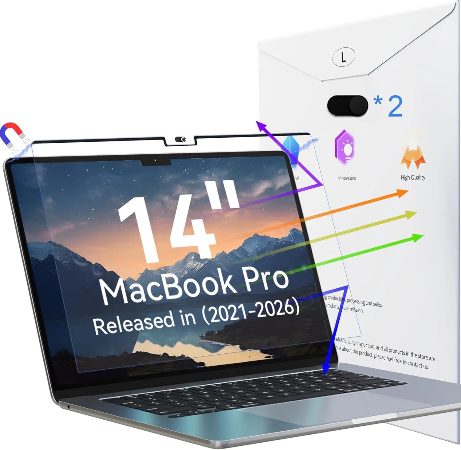 Peslv Magnetic Screen Protector for MacBook Pro 14 Inch | Blue Light & Glare Filter (14.2") — MacBook Pro 14 Inch(2021-2026)
