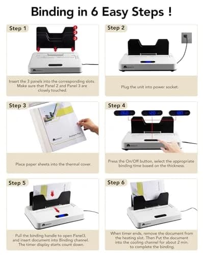 MAKEASY Thermal Binding Machine 500 Sheets | Digital Touch Panel, Air Cooling, 10 Covers thumbnail 7