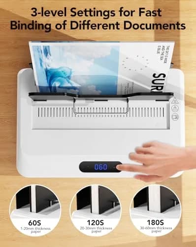 MAKEASY Thermal Binding Machine 500 Sheets | Digital Touch Panel, Air Cooling, 10 Covers thumbnail 2