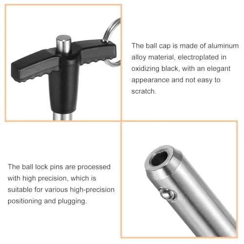 uxcell T Handle Lock Pins 8mm x 90mm Stainless Steel | Quick-Release Fastener for Industrial & Scientific Use thumbnail 4