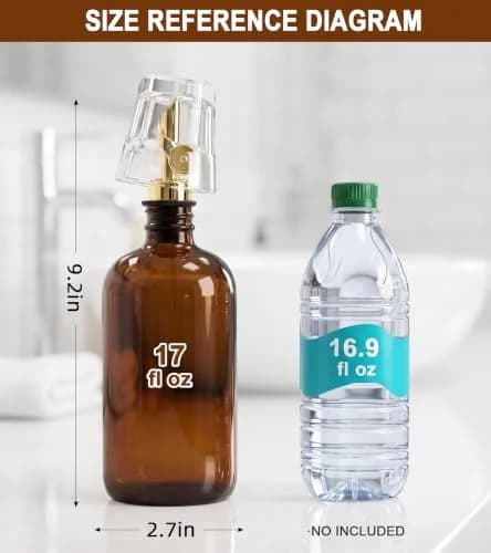 TOLDATLI Glass Mouthwash Dispenser 502ml (17 fl oz) with Auto-Flip Cap | Elegant Amber Bathroom Bottle thumbnail 2