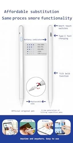 Rgar Stylus Pen for Samsung Galaxy Tab A11+/A11/A9+/A9/A8/A7 Tablets, iOS/Android/Windows Compatible, White | Plug-and-Play Digital Pencil with 1.5mm Nib thumbnail 4