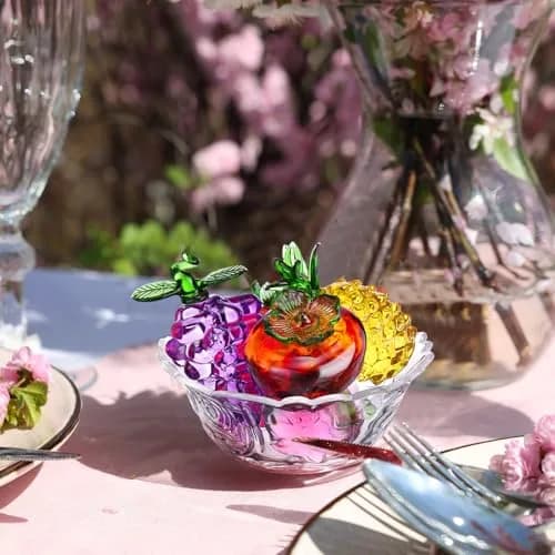 Reallnaive 6 Pcs Glass Fruit Decor Figurines | Hand Blown Crystal Art for Home & Gift thumbnail 6