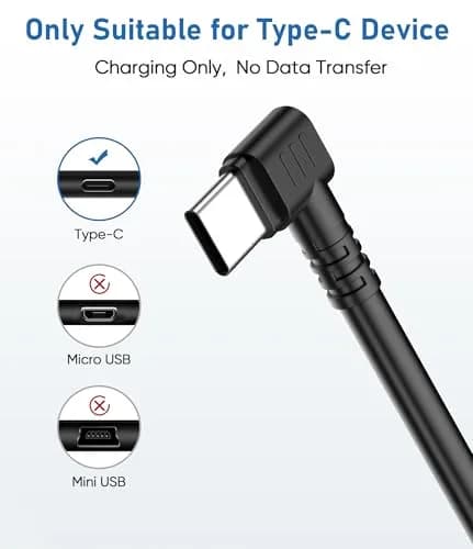 Gonifeto USB C to USB C Dash Cam Power Cord, 3Ft | Thick Copper Shielding & 90° Angle thumbnail 6