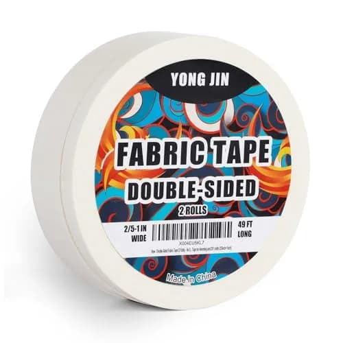 YONGJIN Double-Sided Fabric Tape 2 Rolls: 2/5 inch x 49ft & 1 inch x 49ft | No-Sew Hemming & Crafting thumbnail 1