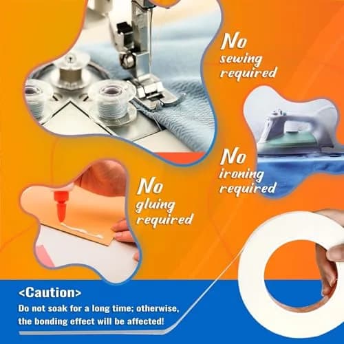 YONGJIN Double-Sided Fabric Tape 2 Rolls: 2/5 inch x 49ft & 1 inch x 49ft | No-Sew Hemming & Crafting thumbnail 4