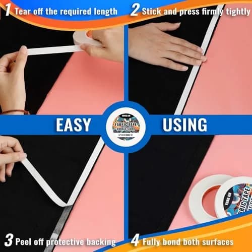 YONGJIN Double-Sided Fabric Tape 2 Rolls: 2/5 inch x 49ft & 1 inch x 49ft | No-Sew Hemming & Crafting thumbnail 7