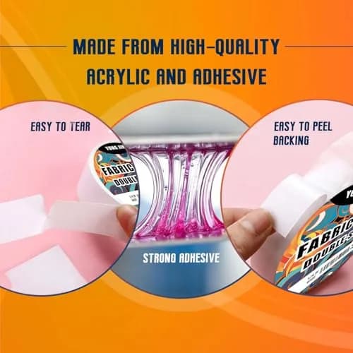 YONGJIN Double-Sided Fabric Tape 2 Rolls | 1.27 cm (0.5 inch) & 2.54 cm (1 inch) Wide, 125 ft Total Length | No-Sew Hemming & Crafting thumbnail 5