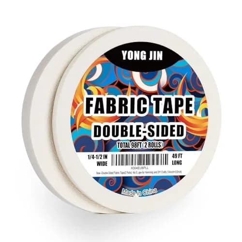 YONGJIN Double-Sided Fabric Tape (2 Rolls) — 1/4 inch & 1/2 inch Widths | No-Sew Hemming & Crafting thumbnail 1