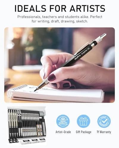 Nicpro 37PCS Art Mechanical Pencil Set, 6PCS Drafting Pencils & 21 Tubes Lead Refills | Smooth Writing & Drawing thumbnail 6