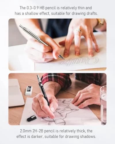 Nicpro 37PCS Art Mechanical Pencil Set, 6PCS Drafting Pencils & 21 Tubes Lead Refills | Smooth Writing & Drawing thumbnail 4