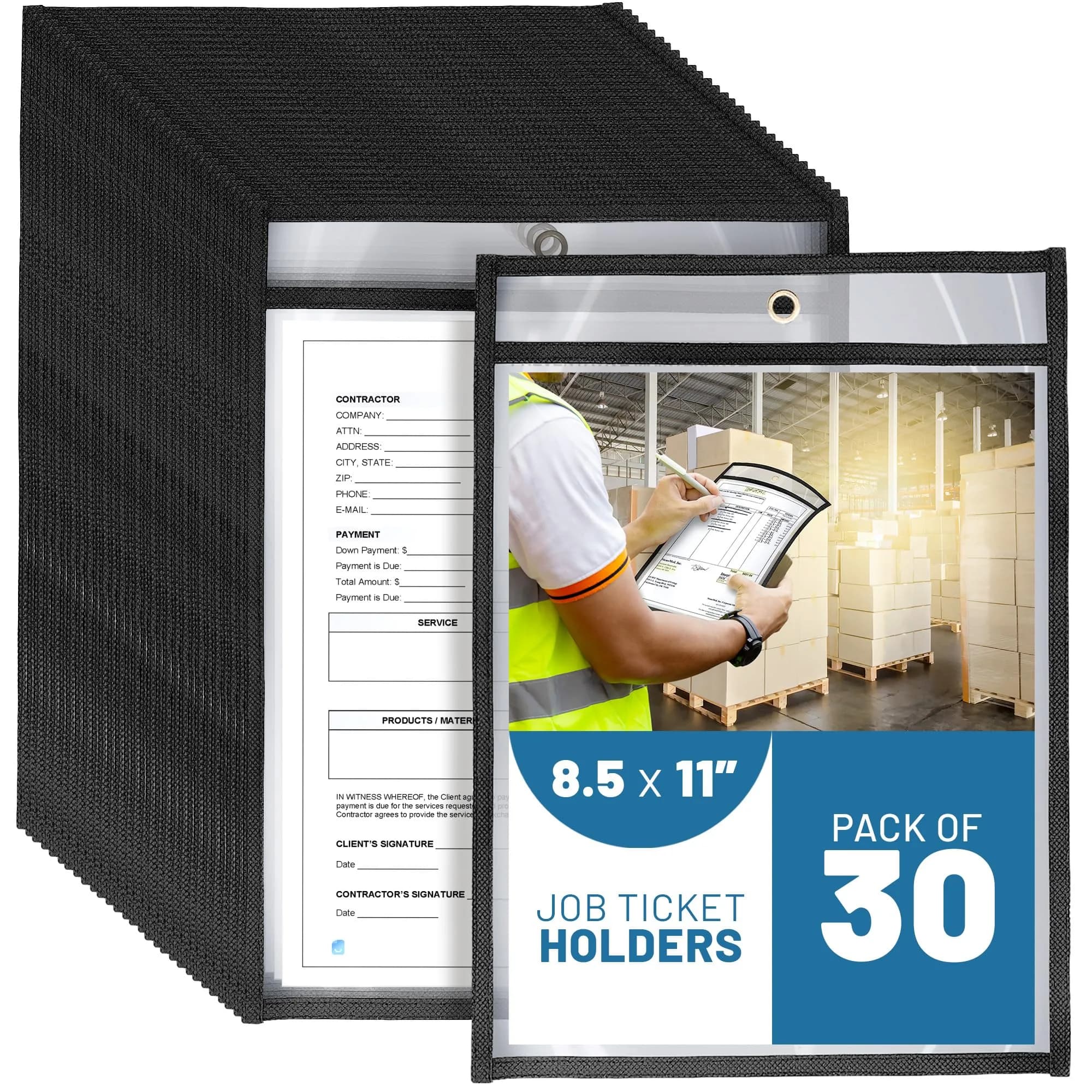JUZARI Heavy Duty Sheet Protectors 8.5x11 Inch (30 Pack) | Clear Plastic Sleeves for Documents with Dry Erase Surface