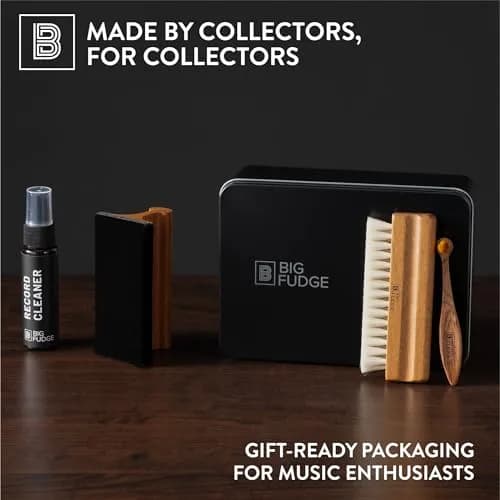 Big Fudge Vinyl Record Cleaning Kit - Collector's Edition - 100% Sapele Wood Vinyl Accessories - Velvet Vinyl Record Cleaner, Anti-Static Vinyl Brush, Stylus Brush and Vinyl Cleaner Solution w/Case thumbnail 6