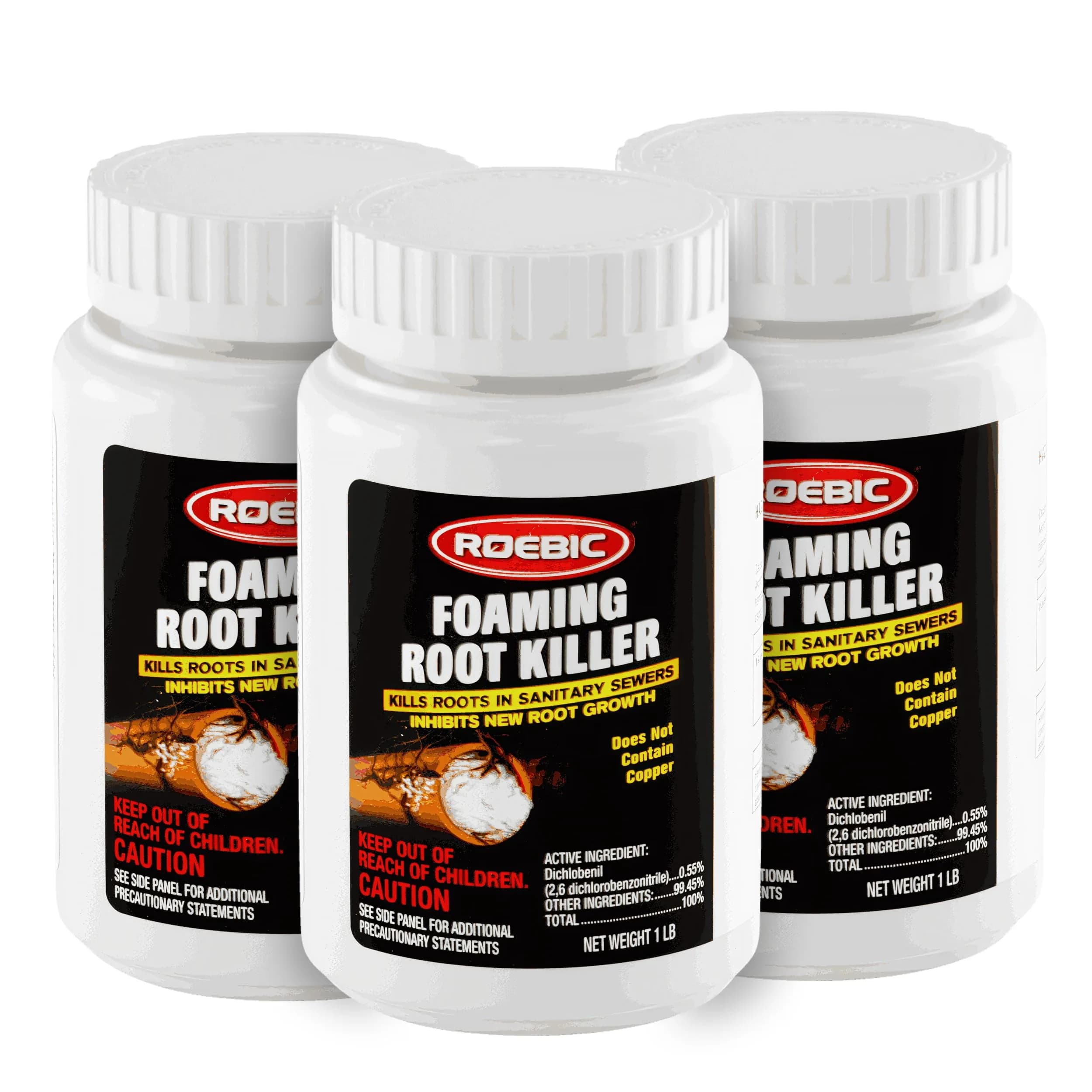 Roebic FRK Foaming Root Killer 1 lb (454 g) | Chemical Septic System & Drain Field Root Destroyer — 16 Ounce