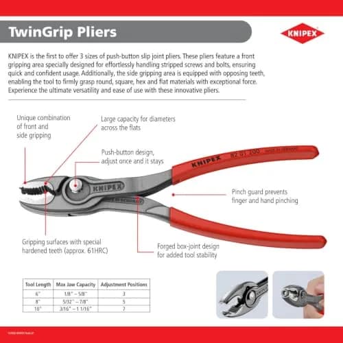 KNIPEX TwinGrip Pliers, 10-inch (25.4 cm) | Grips Stripped Screws & Bolts thumbnail 2