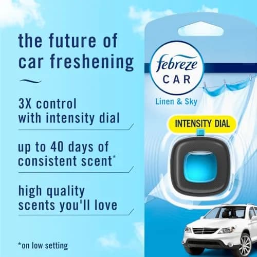 Febreze Car Air Freshener Vent Clip, Linen & Sky Scent, 3 Count (2.63 Fl Oz Total) | Long-Lasting Odor Control thumbnail 2