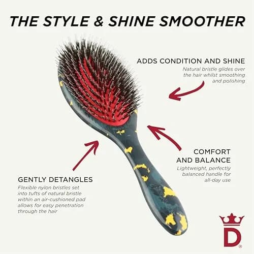 Denman D81M Boar Bristle Hair Brush – Smoothing, Shine & Detangling for All Hair Types | 2.44 in (6.2 cm) Wide thumbnail 5