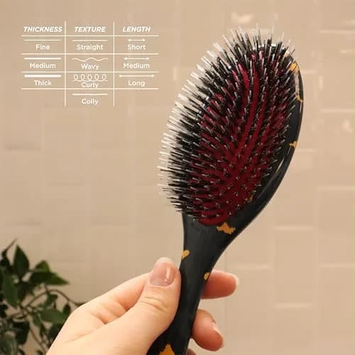 Denman D81M Boar Bristle Hair Brush – Smoothing, Shine & Detangling for All Hair Types | 2.44 in (6.2 cm) Wide thumbnail 6