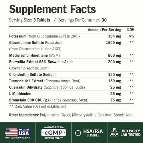 Vimerson Health Glucosamine Chondroitin MSM Joint Supplement 1500 mg (90 Tablets) | Supports Cartilage & Mobility thumbnail 2