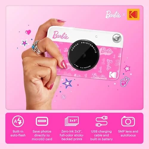 Kodak Printomatic Barbie Edition Instant Camera - 5MP Prints 2x3” Sticky-Back Photos | Auto-Focus, Built-in Flash, Color thumbnail 2