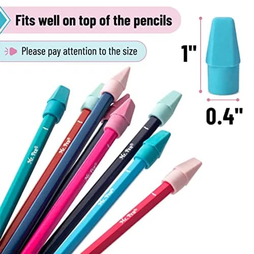 Mr. Pen Pencil Eraser Toppers 500 Pack Pastel | Erasers for Pencils thumbnail 3