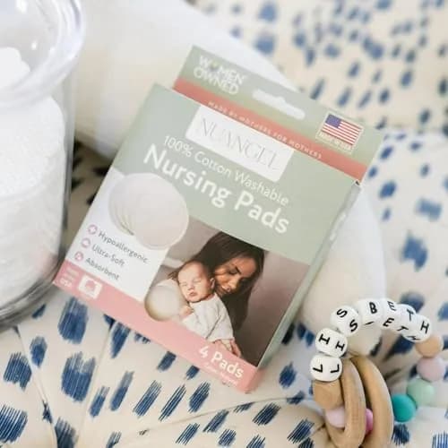NuAngel Washable Nursing Pads 4 Pack Natural | Soft Cotton Breast Pads for New Moms thumbnail 9