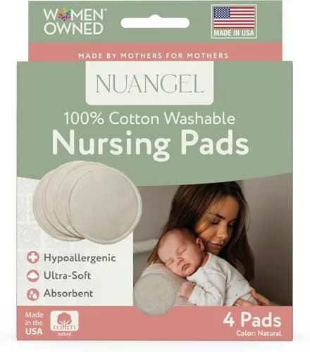 NuAngel Washable Nursing Pads 4 Pack Natural | Soft Cotton Breast Pads for New Moms thumbnail 10