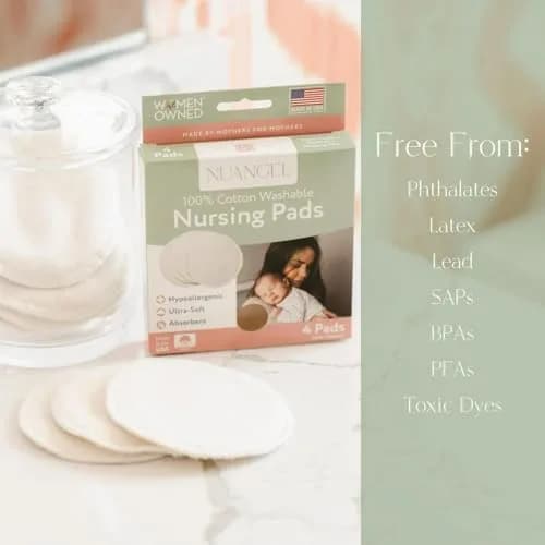 NuAngel Washable Nursing Pads 4 Pack Natural | Soft Cotton Breast Pads for New Moms thumbnail 5