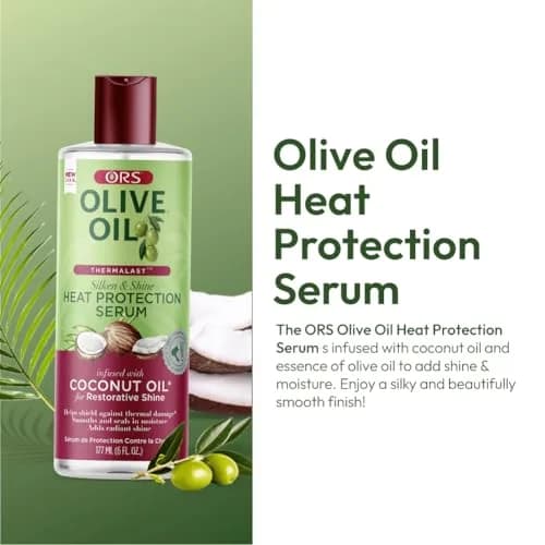 ORS Olive Oil Heat Protection Serum with Coconut Oil, 6 oz (Pack of 3) | High Shine & Heat Shield for All Hair Types thumbnail 2