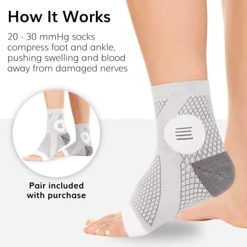 BraceAbility Neuropathy Socks - Large, Gray, 3 Pairs | Medical Compression for Nerve Pain thumbnail 4