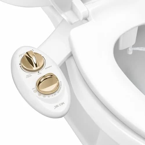 LUXE Bidet NEO 185 Bidet Attachment for Toilet Seat, Gold | Self-Cleaning Dual Nozzle, Adjustable Water Pressure thumbnail 1