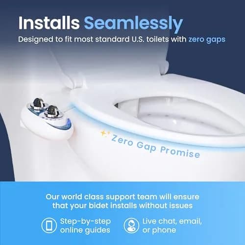 LUXE Bidet NEO 185 Bidet Attachment for Toilet Seat, Gold | Self-Cleaning Dual Nozzle, Adjustable Water Pressure thumbnail 4