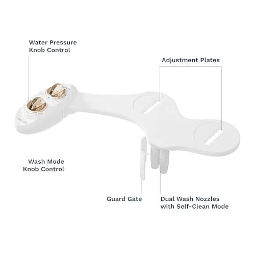 LUXE Bidet NEO 185 Bidet Attachment for Toilet Seat, Gold | Self-Cleaning Dual Nozzle, Adjustable Water Pressure thumbnail 8