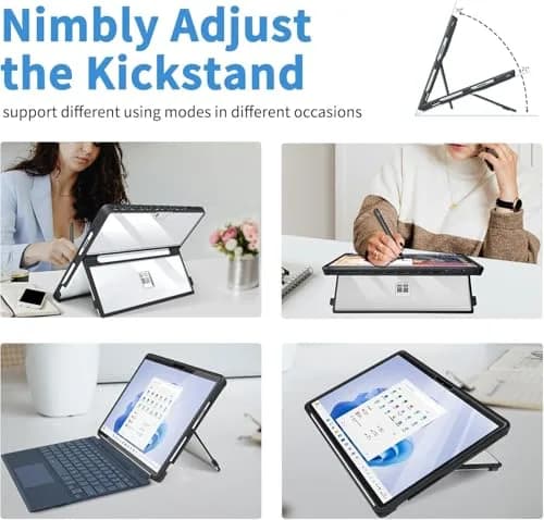 TALTAW Case for Microsoft Surface Pro 11/10/9/8 13-Inch | Rugged All-in-One Transparent Cover with Kickstand thumbnail 7