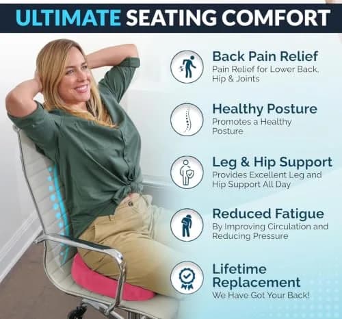 ComfiLife Gel Memory Foam Seat Cushion with Cooling Gel Layer - Ergonomic U-Shape for Back & Sciatica Relief - Pink, 44cm (17.5") thumbnail 4