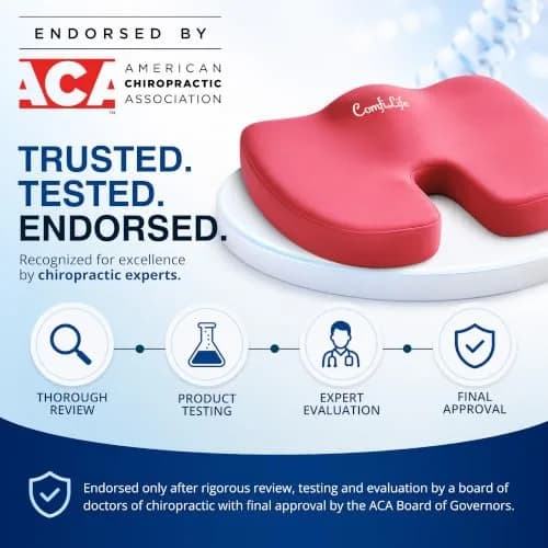 ComfiLife Gel Memory Foam Seat Cushion with Cooling Gel Layer - Ergonomic U-Shape for Back & Sciatica Relief - Pink, 44cm (17.5") thumbnail 2