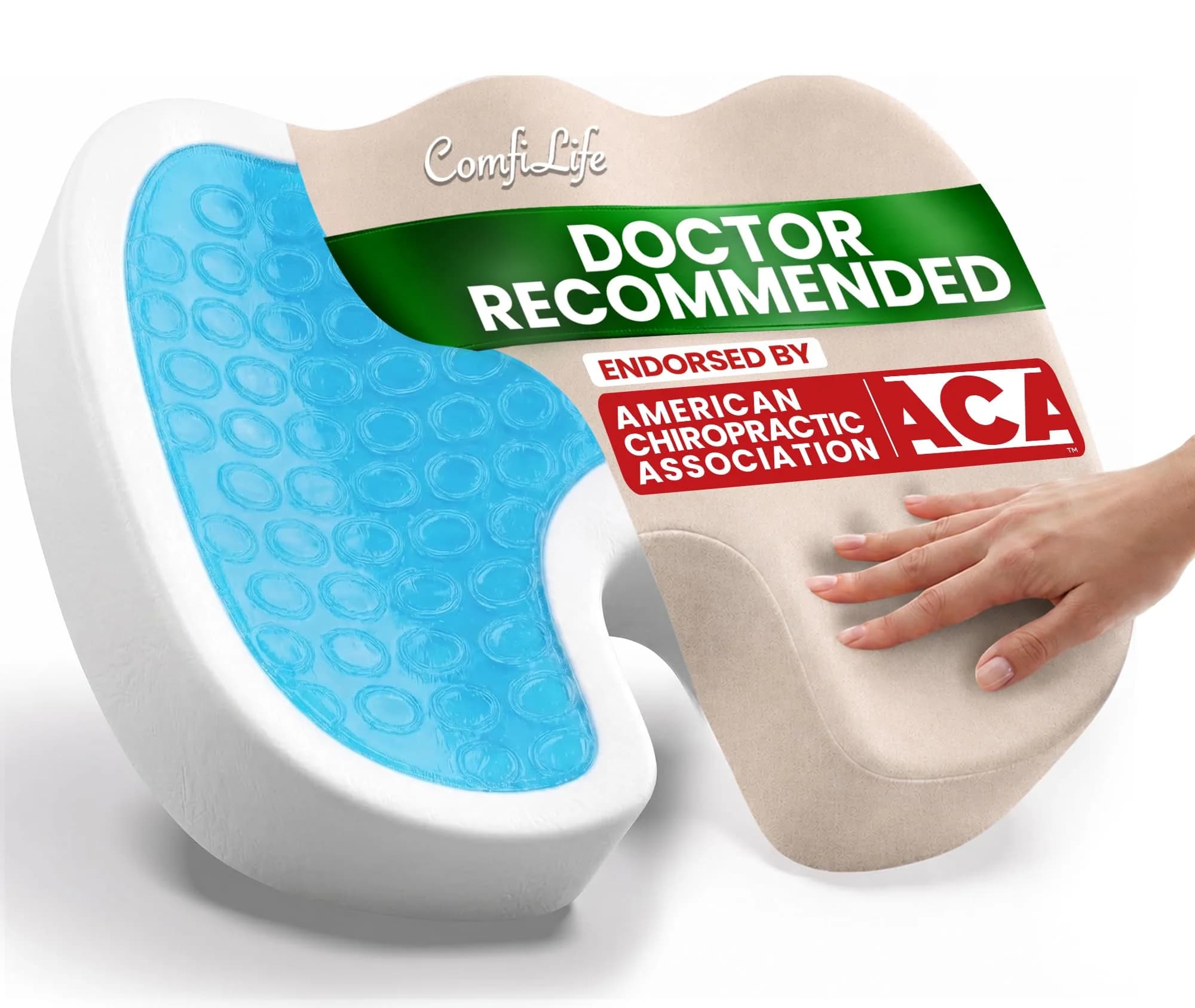 ComfiLife Gel Memory Foam Seat Cushion with Cooling Gel Layer | 43.9cm x 34.8cm x 7.1cm (17.3" x 13.7" x 2.8")
