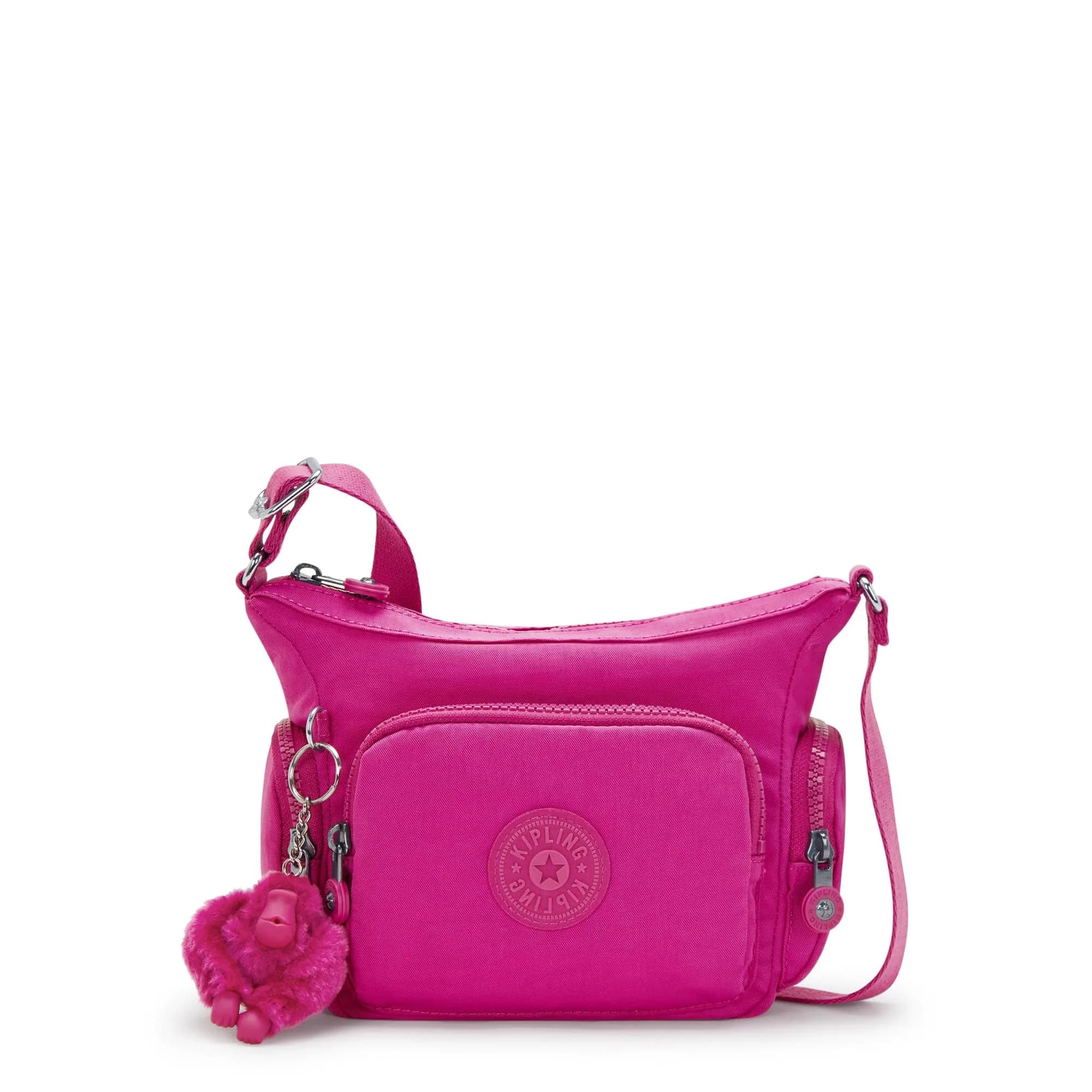 Kipling Gabbie Mini Crossbody Bag Blue Bleu 2 21.6 cm (8.5 in) x 27 cm (10.6 in) x 7.6 cm (3 in) | Water Resistant Organizational Pockets — Glowing Fuchsia