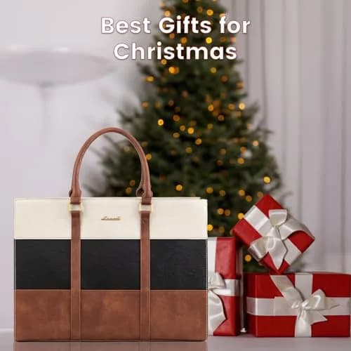 LOVEVOOK Laptop Bag for Women, 15.6 Inch Vintage Leather Tote Bag | Waterproof Computer Bag with Clutch Purse thumbnail 9