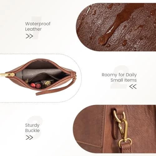 LOVEVOOK Laptop Bag for Women, 15.6 Inch Vintage Leather Tote Bag | Waterproof Work Bag with Clutch Purse thumbnail 7