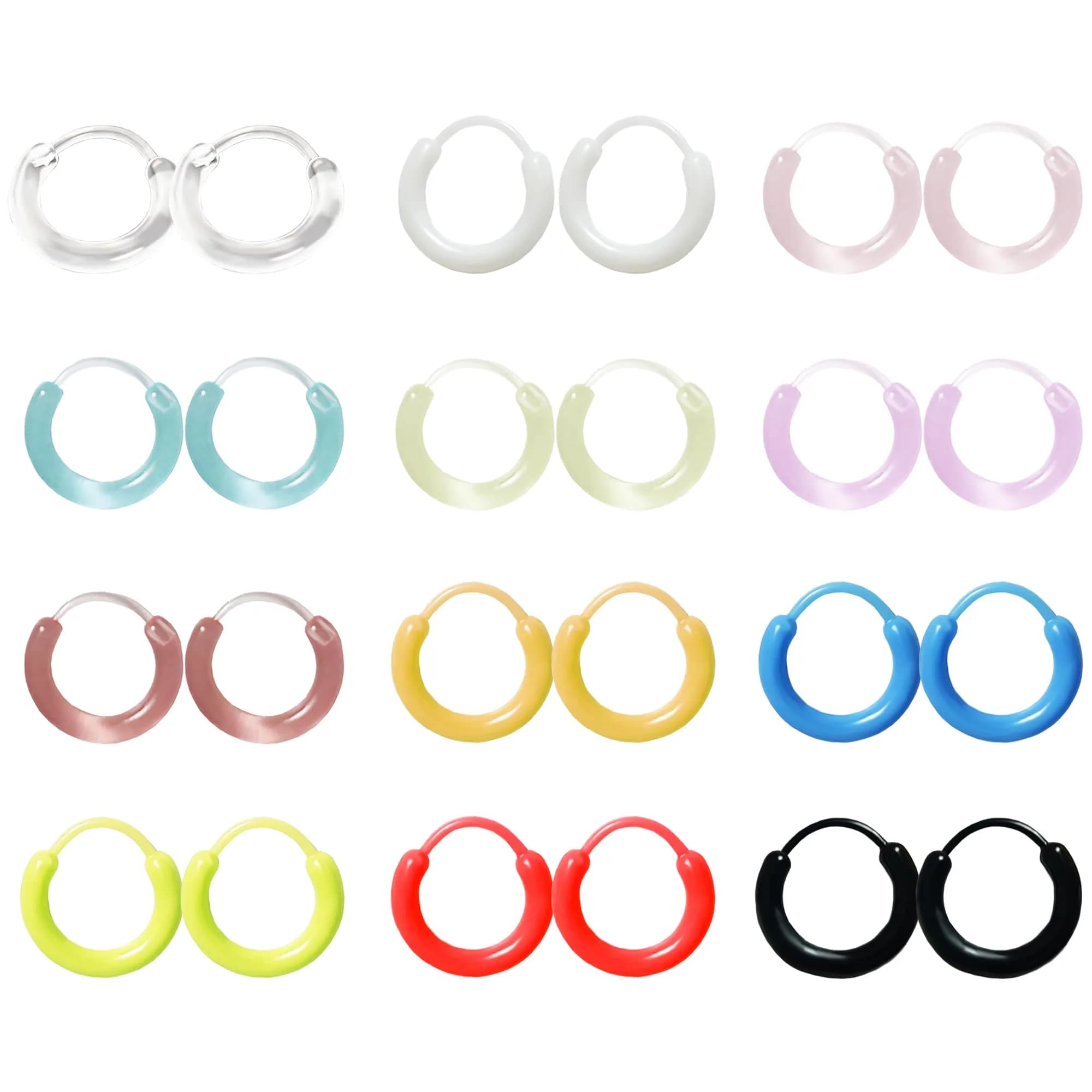 KASFREE Plastic Hoop Earrings for Sensitive Ears 14mm | Hypoallergenic Clear Hoops for Women