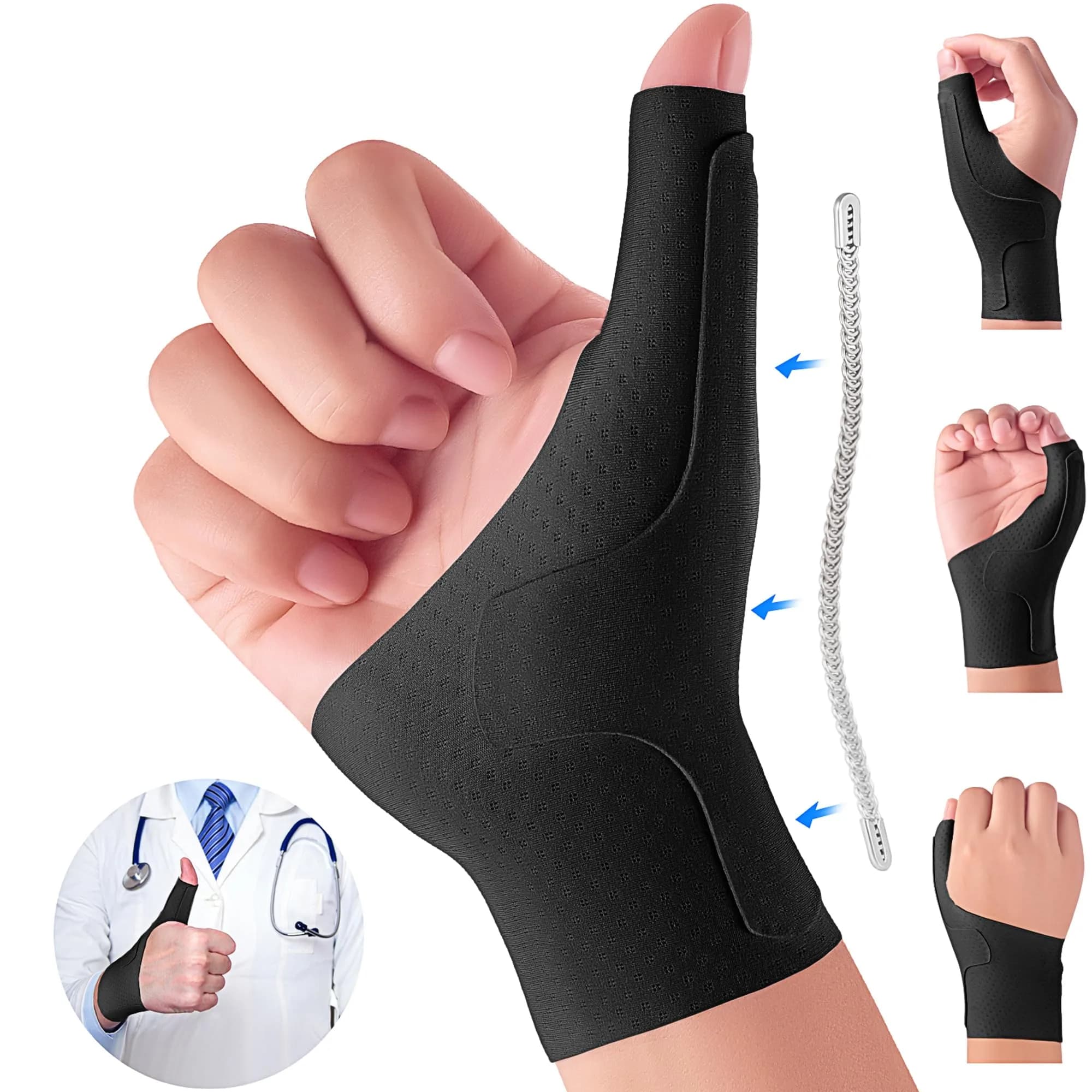 YISDU Wrist Thumb Brace Medium (20g) | Lightweight Compression Stabilizer for De Quervain's & Arthritis — Black / Medium